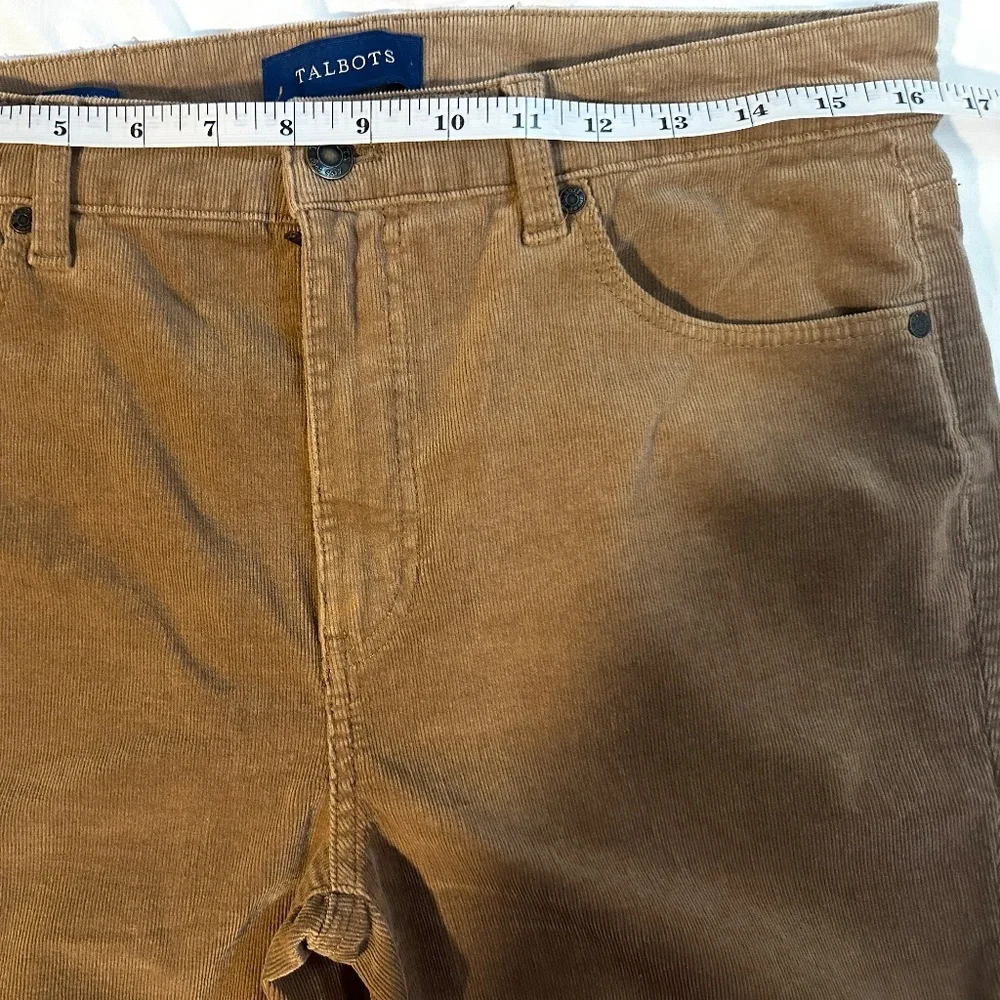 Talbots Womens 8 Corduroy Pants High Waist Straight Leg Brown Tan Khaki - Picture 9 of 10